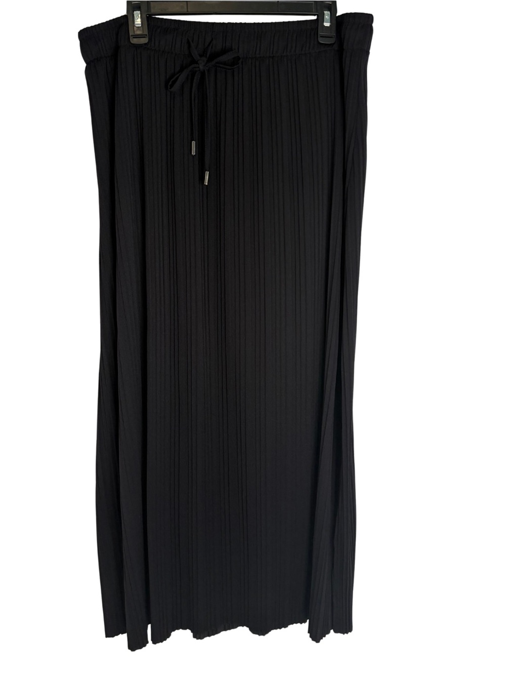 Sabrina Lauren Black Pleated Maxi Skirt with Drawstring Waist Size XL